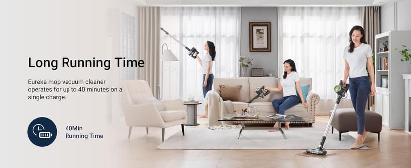 Eureka Lightweight Cordless Stick Vacuum Cleaner Convenient for Hard Floors, Rechargeable Handheld Vacuum Cleaner Portable with Powerful Motor Efficient Suction, RapidClean Ultra NEC370GR, Moss Green