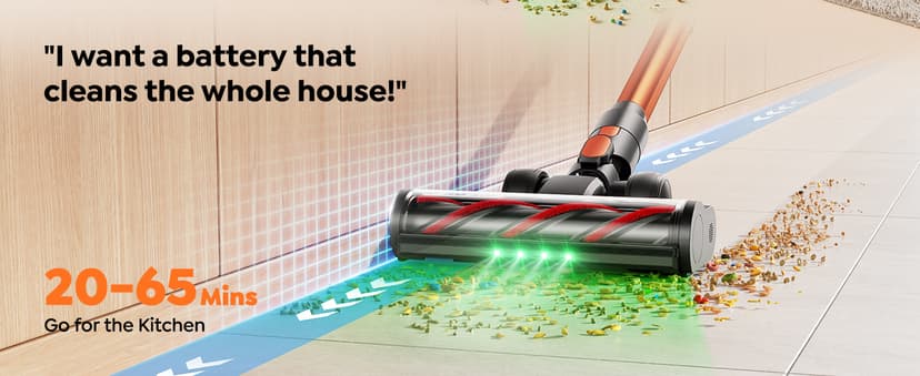 Cordless Vacuum Cleaner, 550W/45KPa/60Min Runtime Stick Vacuum with 3.3Ft Hose, Wall Mount Charging, Auto Mode, Touchscreen, Self-Standing Vacuum Cleaner for Home/Pet Hair/Carpet/Car, Fragrance