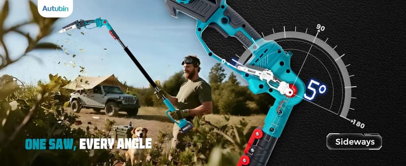 2-in-1 Cordless Pole Saw & 8'' Mini Chainsaw,Forest Ranger Approved Electric Handheld Chain Saw with 2× 21V 4.0Ah Rechargeable Batterie&Charger, Auto Oiling Multi-Angle,Max 16Ft Saw for Tree Trimming