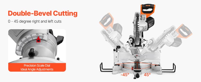 VEVOR Sliding Compound Miter Saw, 12-Inch Blade, 15 Amp Motor, 60-Tooth, Corded Double Bevel Sliding Miter Saw, LED Precision Alignment, Angle Adjustable, for Wood, Composite Decking, Laminates