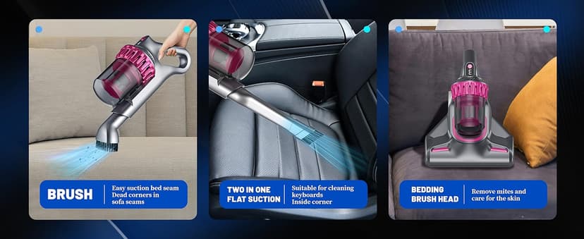 Cordless Vacuum Cleaner,Stick Vac with LED Screen,4 in 1 Mattress Vacuum, 1500mah Battery, Strong Suction,Suitable for Bed, car, Sofa, Carpet, pet Hair,Hardwood Floor