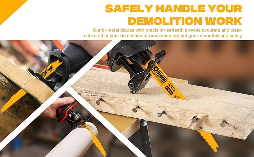 25 Pack 9 in 6/12TPI Reciprocating Saw Blades,Stud and Nail sawzall Blades, 9" High-Strength Bi-Metal sawzall Blades for Wood and Nail-Embedded Wood, Small Branches, Pallets,PVC Pipe