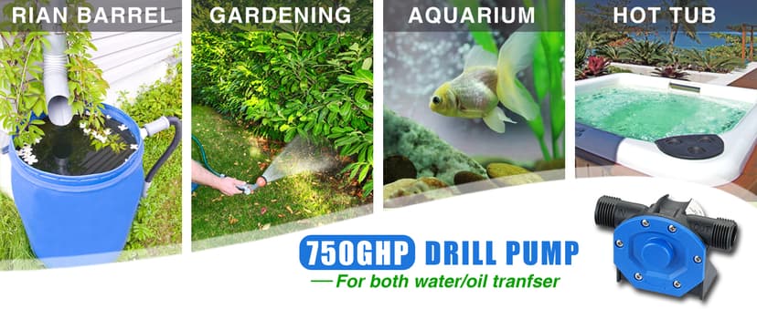 Portable Self Priming Mini Hand Drill Water Transfer Pump Kit with Suction and Discharge Hose for Water Oil Fluid Transfer