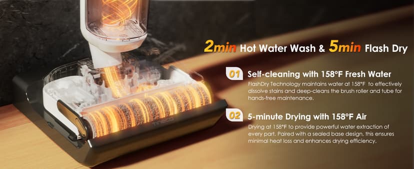 Tineco Floor ONE Stretch S6 Cordless Wet Dry Vacuum Cleaner, 180°Lay-Flat Smart Vacuum Mop, 40 Minutes Long Runtime 158℉ Flashdry Self-Cleaning, Dual-Sided Edge Cleaning Lightweight Floor Cleaner