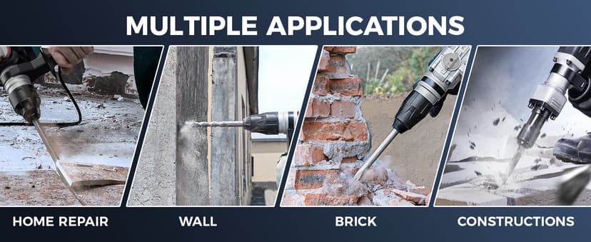 COMOWARE Rotary Hammer Drill Bits Set & Chisels- SDS Plus Concrete Masonry Hole Tool 17pcs with Storage Case