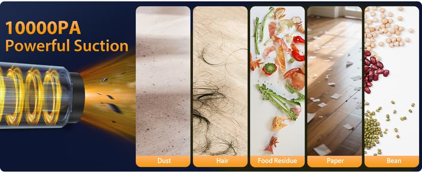 Handheld Vacuum Cordless 1.1 Pounds Car Vac 10000PA Hand Held Vacuums 4-in-1 Hand Vac Cordless Rechargeable HEPA Filter Large Capacity Dust Cup for Car Office Home Pets Hair (Yellow&Black)