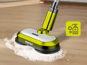 Cordless Electric Mop, Electric Spin Mop with LED Headlight and Water Spray, Up to 60 mins Powerful Floor Cleaner with 300ml Water Tank & Detachable Battery, Super Quiet Cleaning & Waxing