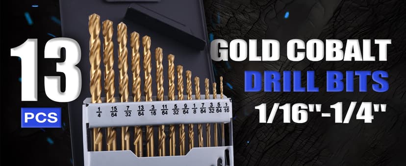 Cobalt Drill Bit Set, 29Pcs (1/16" - 1/2") M35 Fully Grounded 5% Cobalt Bits for Hardened Metals, Stainless Steel, Cast Iron and Wooden Plastics, with Metal Index Storage Box