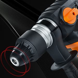 SHIELDPRO 1-1/4 Inch SDS-Plus 13 Amp Rotary Hammer Drill Heavy Duty, Safety Clutch 3 Functions with Vibration Control,Including Grease, Flat Chisels, Point Chisels and 3 Drill Bits