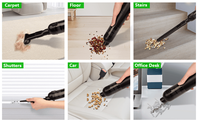 Car Vacuum Portable Cordless, 4-in-1 Handheld Vacuums Cordless, 16,000PA Strong Suction Portable Vacuum for Car, One-touch to Empty, Lightweight Air Dust Buster for Travel, Office, Pet Hair & Home