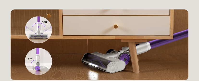 FABULETTA Cordless Vacuum Cleaner for Home, 500W Lightweight Vacuum Cleaner with MAX 50 Min Detachable Battery, Brushless Motor, 6 in 1 Stick Vacuum for Hardwood Floors and Carpet Pet Hair Car(Purple)