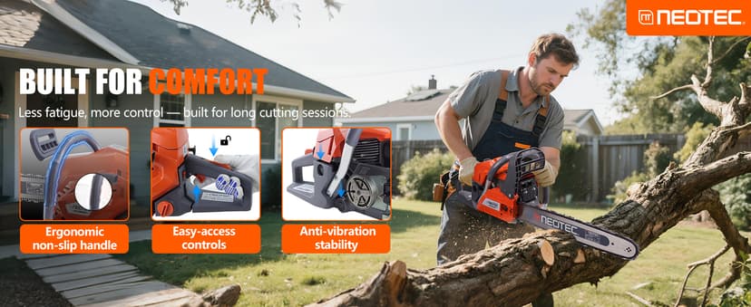 58CC Gas Chainsaw 18 Inch 20 Inch, Gas Powered Chain Saw with Ergonomic Handheld Petrol Gasoline Chain Saw, 2-Cycle Gas Engine Chainsaw for Tree Wood Firewood Outdoor Cutting