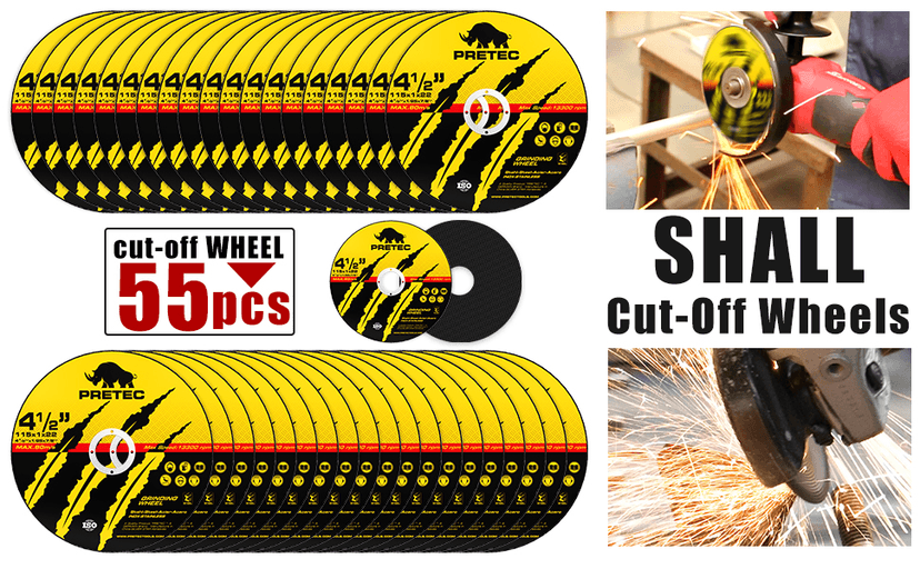 Cut Off Wheels 4-1/2", PRETEC 50+5 Pack Metal Cutting Wheel,Thin 4.5” Metal & Stainless Steel Fast Cutting Discs for Angle Grinder - 7/8" Arbor Hole