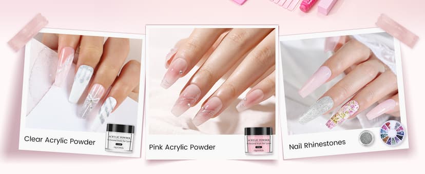 Acrylic Nail Kit with Everything: Beginners Practice Hand Acrylic Nail Powder Liquid Set with U V Lamp Drill in Gift Bag for Home Salon(Pink Bag)