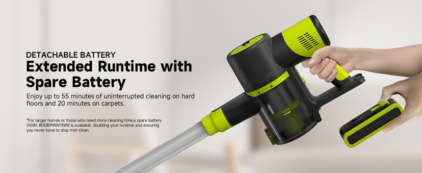 UNINELL HOME Cordless Vacuum Cleaner, 45Kpa 55 Mins Vacuum Cleaners for Home, Vacuum Cleaner Self-Standing, Anti-Tangle Stick Vacuum, Lightweight, Wall Mount Charging Vacuum for Pet Hair,Carpet,Floor