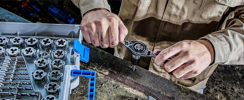 toolant 127pcs SAE/Metric Tap and Die Set, Ratcheting SAE Metric TAP and Die Set Standard with Drill Bit Combo for Threading