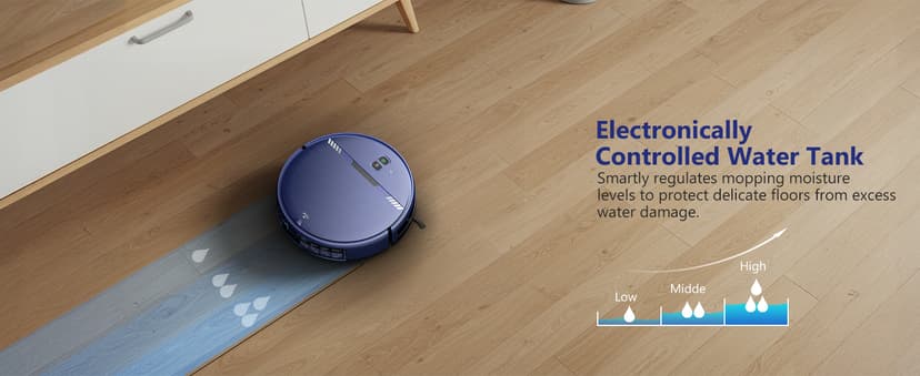 Robot Vacuum and Mop Combo, WiFi/App/Voice, Robotic Vacuum Cleaner with Schedule, 2 in 1 Mopping Robot Vacuum with Water Tank and Dustbin, Self-Charging, Slim, Ideal for Hard Floor, Pet Hair, Carpet