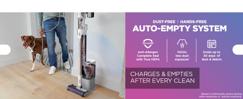 Shark Detect Clean & Empty Auto-Empty System - Lightweight Cordless Vacuum Cleaner with HEPA Filter, Portable Handheld Attachment, Crevice Tool, Ideal Stick Vacuum for Pet Hair, White, IW3511