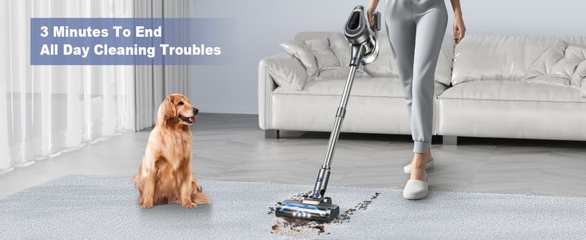 Cordless Vacuum Cleaner, Stick Vacuum Cleaners with 150AW Powerful Suction, Tangle-Free Tech for Home with LED Display for Carpet Hardwood Floor Pet Hair Car Cleaning