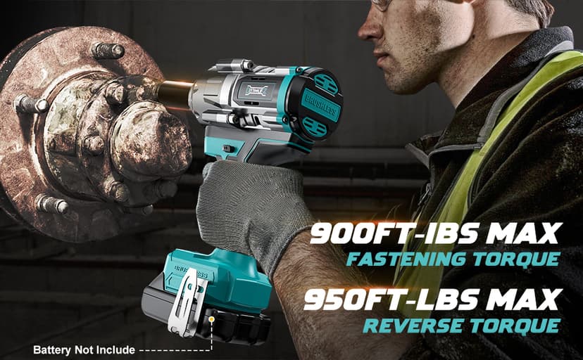 Cordless Impact Wrench 1/2 inch for Makita 18V Battery, 900Ft-lbs Brushless Electric Power Impact Driver Gun Tool, 2100RPM High Torque Impact Wrench with LED Work Light (Tool Only)