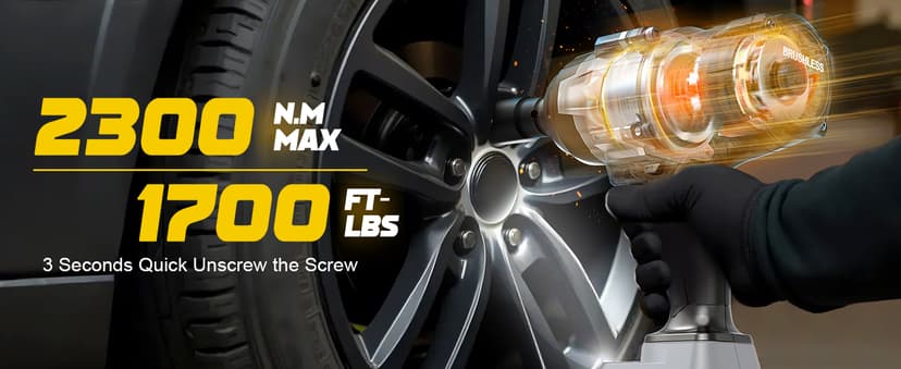 Cordless Impact Wrench 1/2" Compatible with DeWalt 20V Battery, 1700 Ft-lbs (2300 Nm) High Torque Impact Driver, Electric Impact Gun with 4 Modes & LED Light for Car, Truck(Bare Tool)