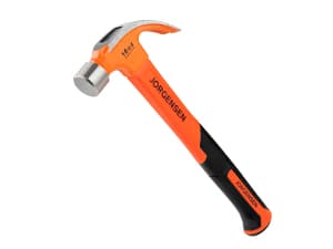 Jorgensen 20 oz Straight Claw Hammer with Magnetic Nail Holder, Rip Claw Hammer with Milled Face & Shock Absorbing Grip, Heavy Duty One-piece Forged Hammer