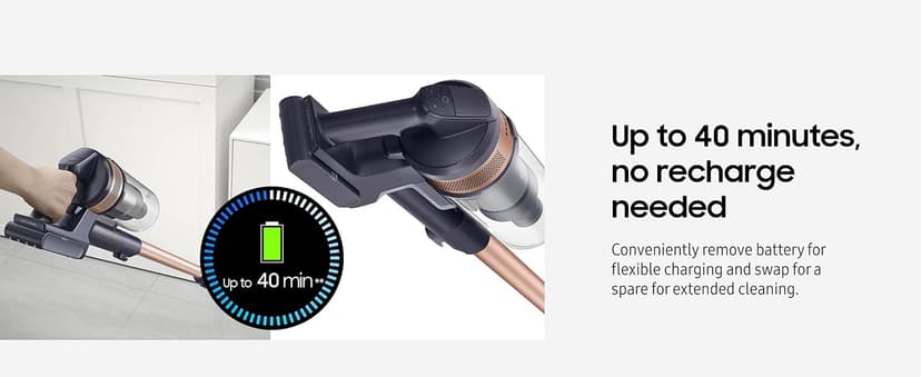 SAMSUNG Jet 60 Pet Cordless Stick Vacuum Cleaner w/ Removable Battery, Advanced Floor Cleaning, Jet Fit Brush to Clean Hardwood, Carpet and Tile, Lightweight Design, VS15A6032R7, Rose Gold
