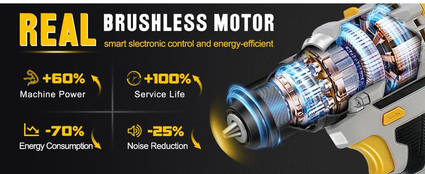 20V Brushless Drill Set, Cordless Power Drill with 2.0Ah Battery,119 PCS Combo Tool Kit for Men, 10mm 3/8" Keyless Chuck, 21+1 Torque Setting Power Tool Set for DIY Garden House Office Repair