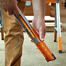 BORA Workhorse XT Saw Horses 2 Pack Folding Heavy Duty Adjustable Height Sawhorse Pair with Adjustable Legs, Heavy Duty Saw horse for Contractors Portable Workbench w/Built in Bottle opener PM-3360T