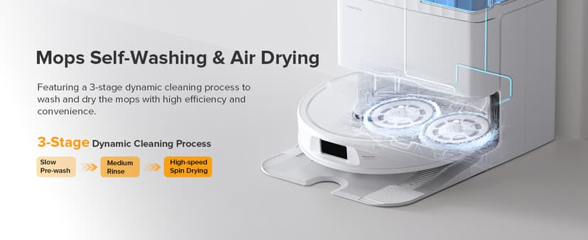 roborock Qrevo Series Robot Vacuum and Mop, 8000Pa Suction, Upgraded from Qrevo S, Anti-Tangle Brush, Smart Obstacle Avoidance, Auto Mop Washing, All-in-One Dock, 200RPM Spinning Mops, White(QV 35A)