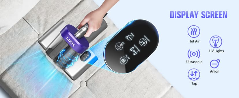 Mattress Vacuum Cleaner,Bed Vacuum Cleaner with UV-C Light,16Kpa,140°F Heat,Ultrasonic,Anion,Handheld Vacuums for Bed,Sofa,Couch,Crib(Corded, Purple)