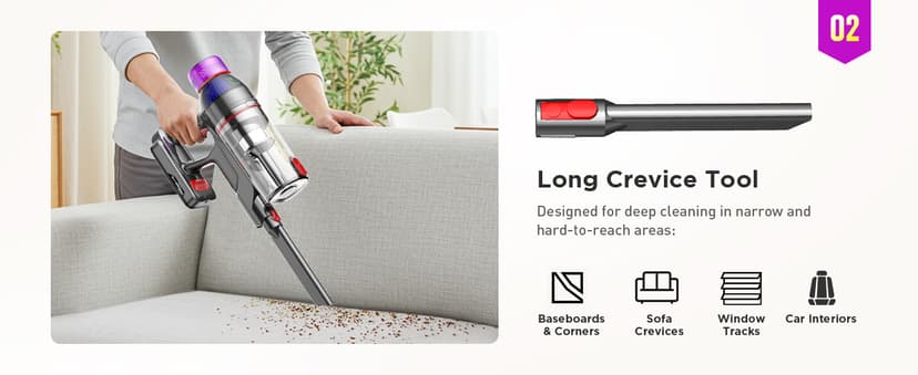 Cordless Stick Vacuum Cleaner - 550W Powerful Cordless Vacuum with HEPA Filter, Up to 50min Runtime & Tangle-Free Lightweight & Detachable Battery for Pet Hair Carpet Hardwood Floor Cleaning