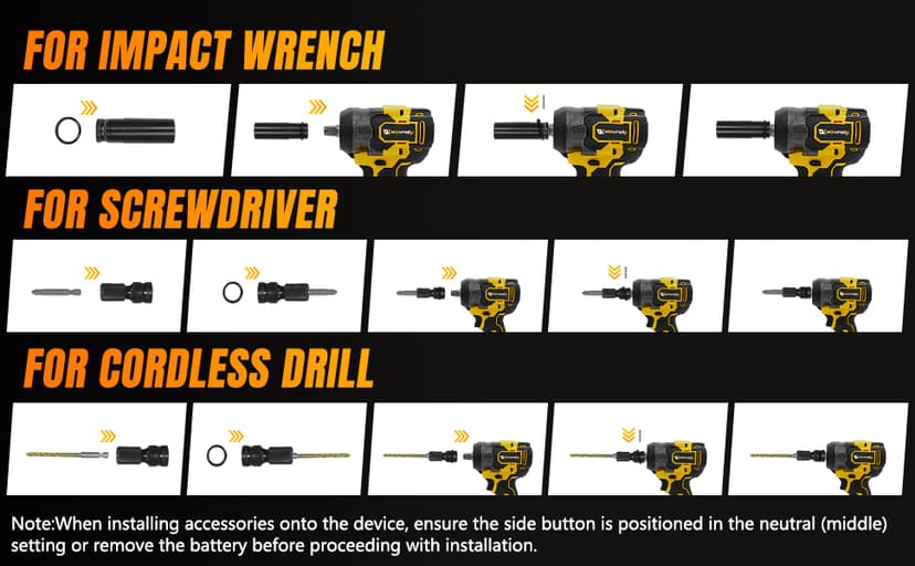 Cordless Impact Wrench 480 Ft-lbs(650N.m) High Torque 1/2 Inch, 3300RPM Brushless Electric Impact Gun, 2 * 4.0Ah Battery 4 Sockets 19 Drill Bits, 3 In 1 Impact Wrench for Car Home DIY