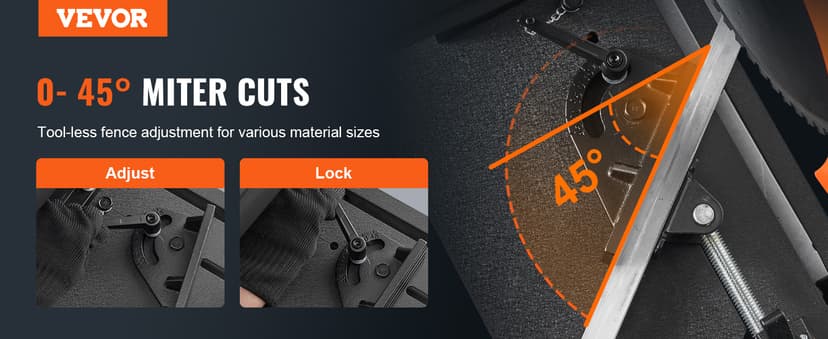 VEVOR Abrasive Chop Saw, 14in / 35cm Blade, 2300W 3600RPM Steel Cutting Machine, 0-45Degrees Adjustable Angle Miter Saw for Cutting Metal, Rebar, Iron, Aluminum - Black