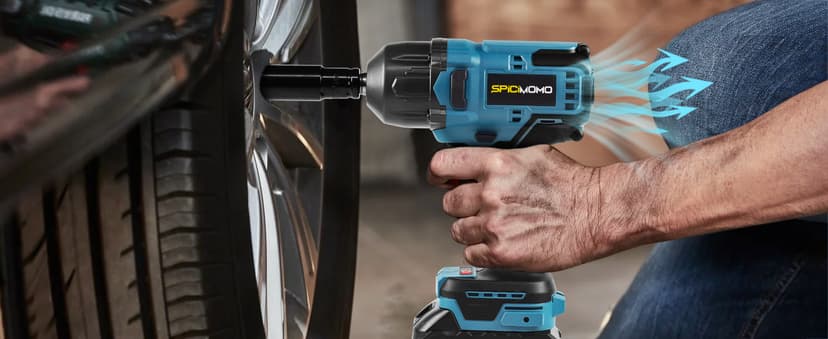 1/2 inch Cordless Impact Wrench - 1200N.m High Torque Heavy Duty Impact Gun with 2x 4.0Ah Batteries, 21V Powerful Impact Driver/Drill for Tough Auto Repair and Construction Tasks