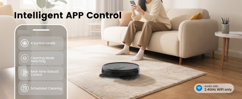 AIRROBO Robot Vacuums with 2800Pa Suction, 3-inch Slim Body, Gyroscope Navigation, Remote & App Control, 600ML Dustbin, Automatic Recharge – Ideal Robot Vacuums Cleaner for Homes