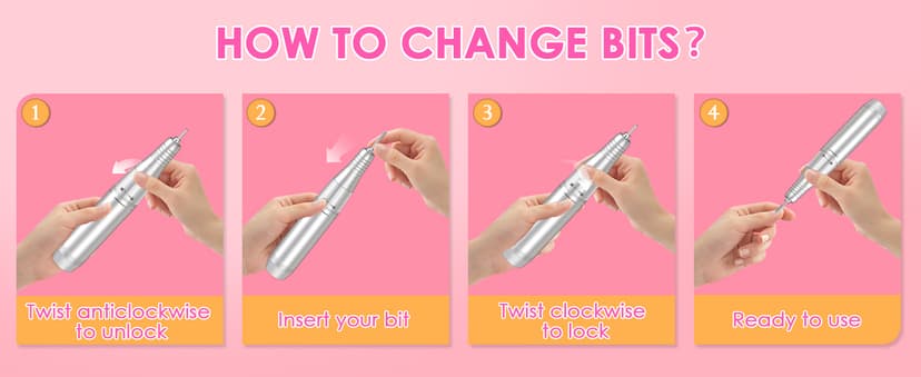 Portable Nail Drill Electric File: 40000RPM Professional Rechargeable Nail E-File Machine, Cordless Nail Drill with Bits & Base for Acrylic Nails Remove Nail Gel Polish Manicure for Salon Home, White