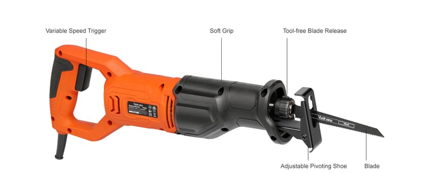 120V Reciprocating Saw, 6.0 Amp Variable Speed Corded Reciprocating Saw with 4/5" Stroke Length, 3000 SPM and 4-1/2" Max for Wood, Metal, PVC Pipe Cutting