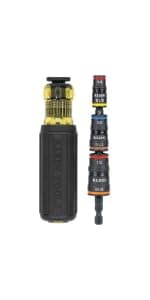 Klein Tools 32933 Klein Tools 32933 Impact Driver, SAE 7-in-1 Impact Rated Socket Set, 3 Flip Sockets with 6 Hex Driver Sizes and 1/4-Inch Bit Holder, 5-Inch Shaft