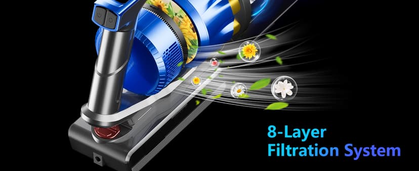 Cordless Vacuum Cleaner, 45Kpa 550W Vacuum Cleaners for Home, Max 70Mins Cordless Stick Vacuum with LED Screen, Dual Handle Anti-Tangle Rechargeable Vacuum for Hard Floors/Pet Hair/Carpet