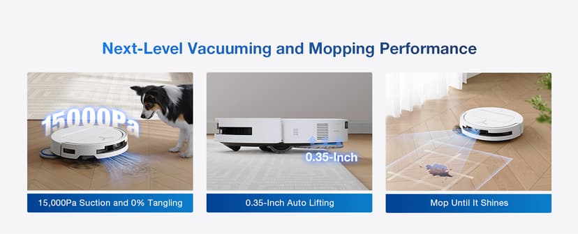 ECOVACS DEEBOT T50 PRO Omni Robot Vacuum and Mop, 3.19” Ultra-Slim, 15,000Pa Suction, ZeroTangle 2.0, TruEdge Edge Cleaning, AIVI 3D Obstacle Avoidance, Auto Mop Wash & Dry, Self-Emptying,White