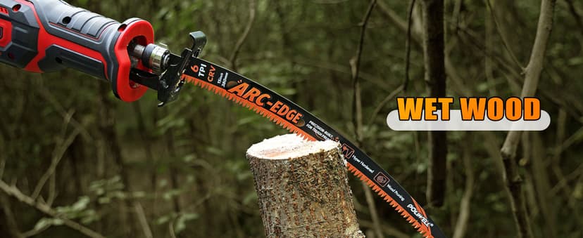 POLIWELL 15 Inch Japanese Teeth Reciprocating Saw Blade,Arc-Edge Wood Pruning Saw Blades for Tree Trimming,6TPI Saw Blades for Wood Cutting & Branch Pruning,3 Pieces