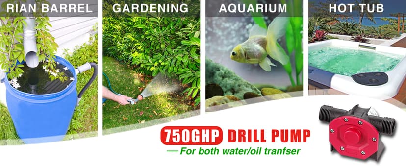 Portable Self Priming Mini Hand Drill Water Transfer Pump Kit with Suction and Discharge Hose for Water Oil Fluid Transfer