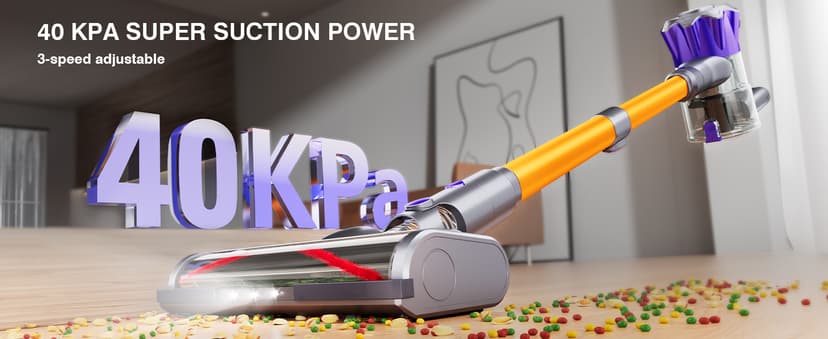 Cordless Vacuum Cleaner, 450W 40Kpa Powerful Stick Vacuum, Up to 50Mins Rechargeable Battery, Vacuum Cleaners for Home Anti-Tangled Lightweight Handheld for Hardwood Floor, Carpets, Pet Hair