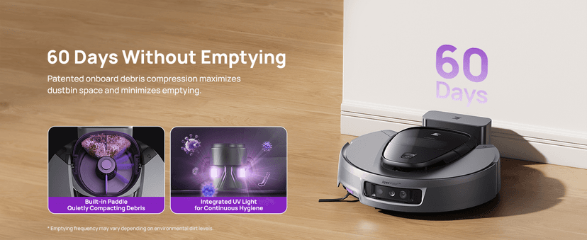 3i G10+ Robot Vacuum and Mop Combo, 18,000 Pa Suction, 60-Day Hands-Free Cleaning with Quiet Debris Compression, Smart LiDAR Navigation, Auto Extension Along Edges, Ideal for Hard Floors & Carpets