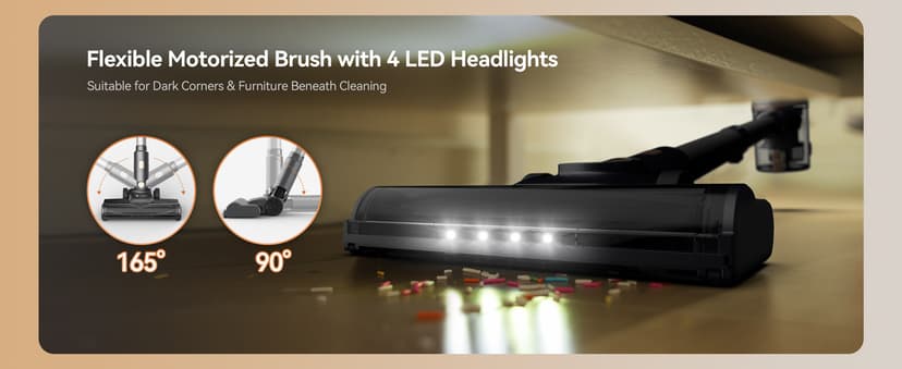 N8 Cordless Vacuum Cleaner, Lightweight Stick Vacuum with Powerful Suction, 2200mAh Battery, 40 Mins Runtime, Self-Standing, Rechargeable Vacuum Cleaners for Home Hardwood Floor Carpet Pet Hair (Gold)