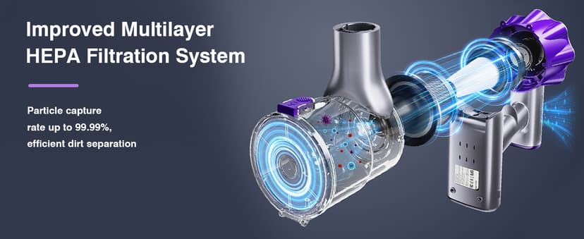 Cordless Vacuum Cleaner, 450W 40Kpa Powerful Stick Vacuum, Up to 50Mins Rechargeable Battery, Vacuum Cleaners for Home Anti-Tangled Lightweight Handheld for Hardwood Floor, Carpets, Pet Hair