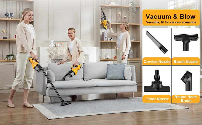 Cordless Vacuum Cleaner for Dewalt 20V Battery,100 AW Handheld Vacuum Cleaner with Washable HEPA Filter,55CFM Portable Shop Vacuum for Car/Pet Hair/Carpets/Hard Floors(No Battery)