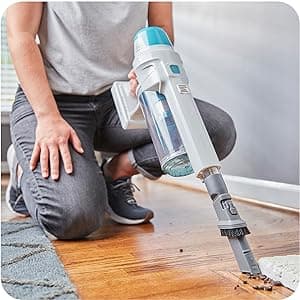 Kenmore DS4065 Cordless Stick Vacuum 1L Capacity Lightweight Cleaner 2-Speed Power Suction LED Headlight 2-in-1 Handheld for Hardwood Floor, Carpet & Dog Hair, Blue, DS4065
