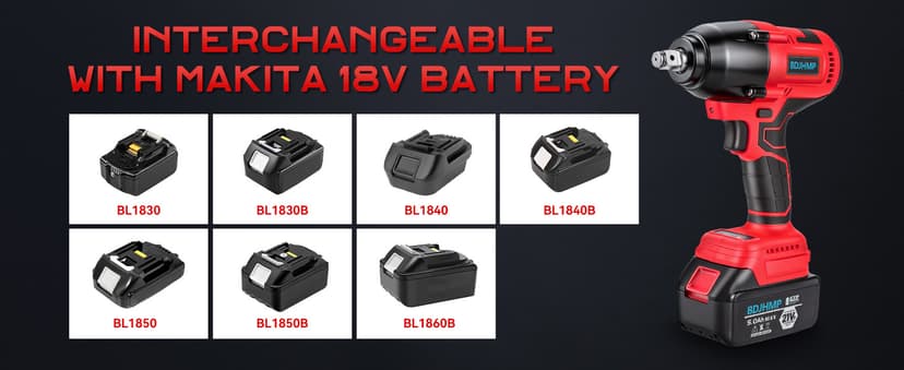 Cordless Impact Wrench, 1106 FT-lbs 1500Nm Brushless Impact Gun 1/2", 18V 2 * 5.0 Ah Multifunction Power Impact Driver for Home Car Truck Mower